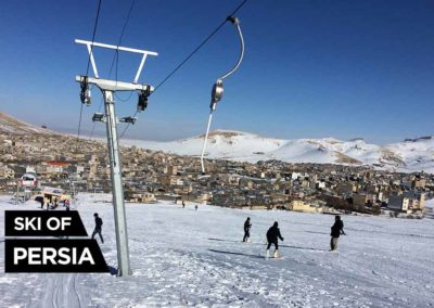 Ski-lift with a view on the roofs of Bijar city