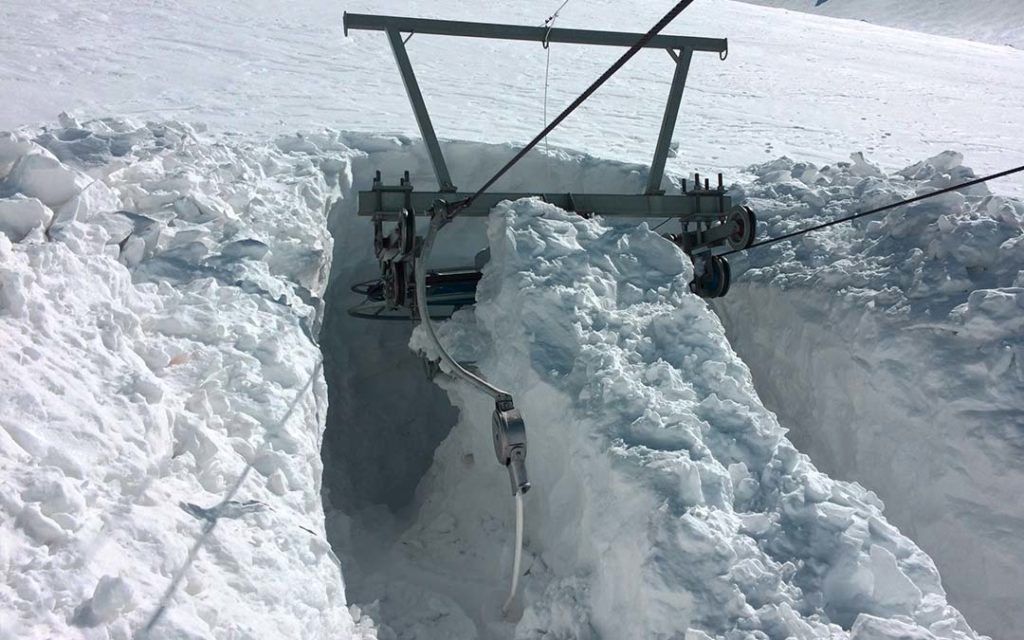 Drag lift under the snow in Iran